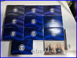 10 Proof Sets Boxes & COAs 1999-2008 COMPLETE 109 COINS total US Mint