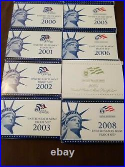 10 Us United States Mint Proof Sets 1999 2008 Complete As Issued Lot Nice Deal