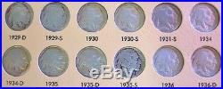 1913- 1938 Complete 64 Coin United States Buffalo Nickels Circulated Set