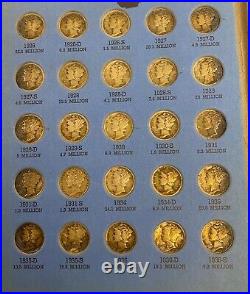 1916 1945 Complete Mercury Silver Dime Collection 77 Coin Set in Whitman Album