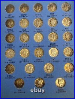 1916 1945 Complete Mercury Silver Dime Collection 77 Coin Set in Whitman Album