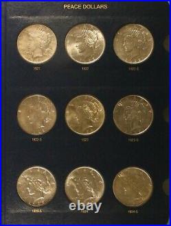 1921-1935 COMPLETE Peace Silver Dollar Set Whitman Album XF-BU Key Date US Coins