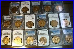 1921-47 GOLD 50 PESOS COMPLETE SET GRADED MS-64's UP TO MS-66'sA BEAUTIFUL SET