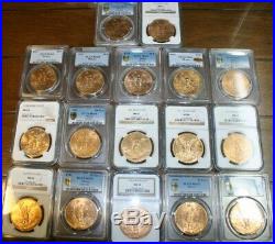 1921-47 GOLD 50 PESOS COMPLETE SET GRADED MS-64's UP TO MS-66'sA BEAUTIFUL SET