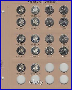 1932-1998 Complete Washington Quarter AU-BU Set wProofs 162 Coins wDansco 8140