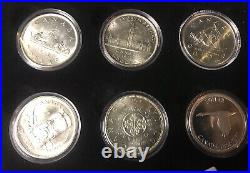 1935-1967 6 Silver Canadian Dollar Complete Set With Box And Case