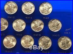 1941-1945 Complete Mercury Dime Short Set Very Choice To Gem Bu