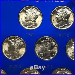 1941-1945 Complete Mercury Dime Short Set Very Choice To Gem Bu