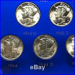 1941-1945 Complete Mercury Dime Short Set Very Choice To Gem Bu