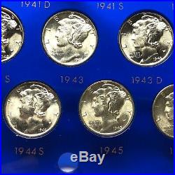 1941-1945 Complete Mercury Dime Short Set Very Choice To Gem Bu