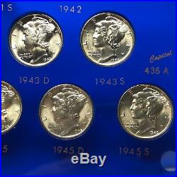 1941-1945 Complete Mercury Dime Short Set Very Choice To Gem Bu