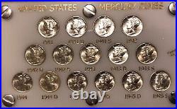 1941-1945-s Complete Short Set Silver Mercury Dimes White Capital Holder Luster