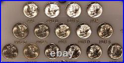 1941-1945-s Complete Short Set Silver Mercury Dimes White Capital Holder Luster