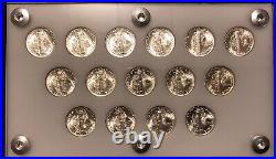 1941-1945-s Complete Short Set Silver Mercury Dimes White Capital Holder Luster