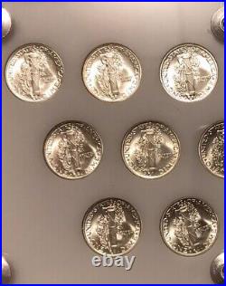 1941-1945-s Complete Short Set Silver Mercury Dimes White Capital Holder Luster