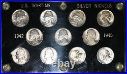 1942-1945 Choice to Gem Brilliant Complete P-D-S Silver War Nickel Set