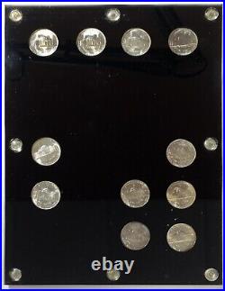 1942-1945 Complete Bu Unc. Wartime Silver Nickel Set! In Iwo Jima Black Display