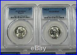 1942-1945 Complete PCGS MS66 11 Coin Set Jefferson Silver War Nickels PDS Lot BU