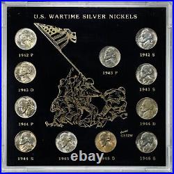 1942-1945-PDS Complete 11-Coin Silver War Nickels Set in Capital Holder #2022