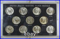 1942-1945-P-D-S Jefferson Nickels (11 coins) War Nickel Complete Set GEM BU #4