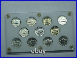 1942-1945-P-D-S Jefferson Nickels (11 coins) War Years complete set BU
