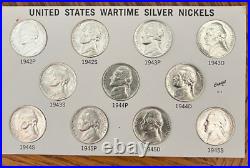1942-1945-P-D-S Jefferson Nickels White War Nickel Complete Set