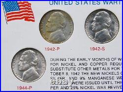 1942-1945 Silver Jefferson War Nickel Set Complete 11 Coin BU Original PDS