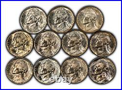 1942-45 5c Silver Jefferson War Nickel Complete 11-Coin Set Frosty BU Y5708