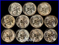 1942-45 5c Silver Jefferson War Nickel Complete 11-Coin Set Frosty BU Y5708