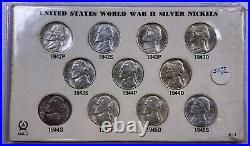 1942-45 Silver War Nickel BU Set 35% Wartime Alloy Complete UNC Set (SZ251)