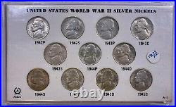 1942-45 Silver War Nickel BU Set 35% Wartime Alloy Complete UNC Set (SZ251)