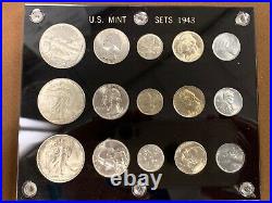 1943 P/D/S- US Mint Set- Raw- Complete- 15 Total- Hard Plastic Holder- Set #2