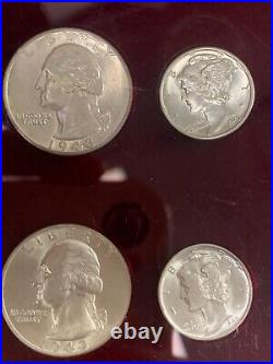 1943 P/D/S- US Mint Set- Raw- Complete- 15 Total- Hard Plastic Holder- Set #3