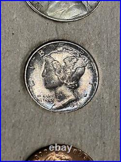 1945 S&D Silver Mint Set Complete. Made Long Ago In Original Mint Holder Toned