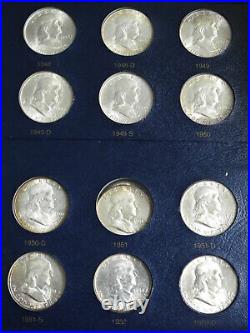 1948-1963 50C Franklin Silver Half Dollar COMPLETE SET OF 35 MOSTLY BRILLIANT
