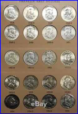 1948 1963 Franklin Half Dollar Complete Collection (35) Coin Set AU/BU BU