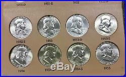 1948-1963 Franklin Silver Half Dollars BU &AU Complete Set of 35 in Dansco Album