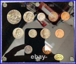 1955 Complete US Mint Set. In Capital Holder. 11 Coin Silver Set. P, D, S Mints
