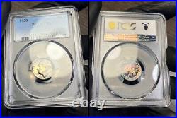 1958 Complete 5 Coin Proof Set, PCGS Trueview- Stunning Rainbow Toned