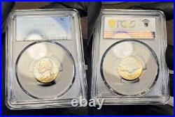 1958 Complete 5 Coin Proof Set, PCGS Trueview- Stunning Rainbow Toned