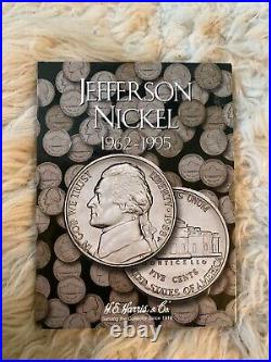 1962-1995 100% Bu Jefferson Nickels Complete 66 Coin Set In Harris Album