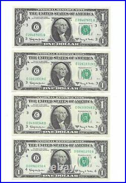 1963A $1 Complete Regular BLOCK Set. 57 Crisp & Uncirculated Banknotes