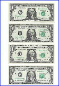 1963A $1 Complete Regular BLOCK Set. 57 Crisp & Uncirculated Banknotes