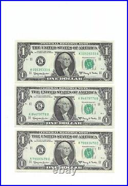 1963A $1 Complete Regular BLOCK Set. 57 Crisp & Uncirculated Banknotes