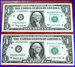 1963 $1 Federal Reserve Complete 22 Note District & Block Set Gem Uncirculated