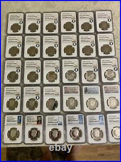 1964-2021 Ultra Complete Clad Kennedy Proof Set Of 61 Graded By Ngc