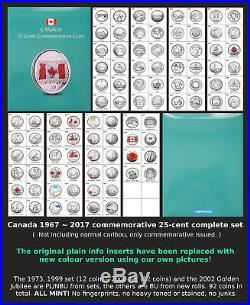 19672017 Canada Commemorative 25-cents Complete Set BU & PL All Mint