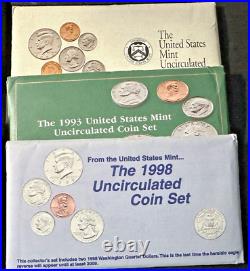 1968 to 1993 + 1998 US Mint Mint Sets 25 Sets P & D Uncirculated withCOA