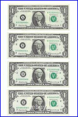 1969 $1 Complete Regular Block Set, 24 Crisp & Uncirculated Banknotes, #s End 46