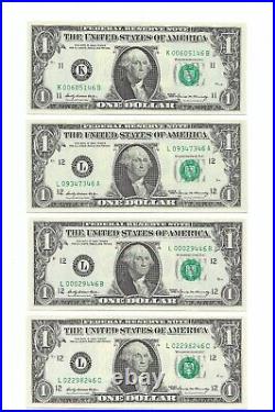 1969 $1 Complete Regular Block Set, 24 Crisp & Uncirculated Banknotes, #s End 46